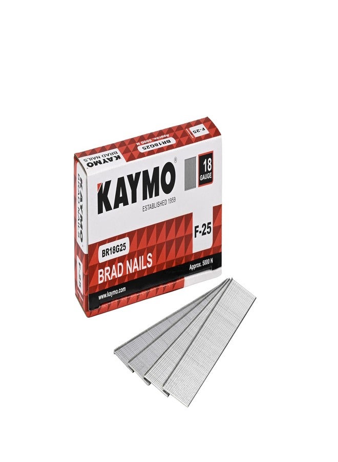 Kaymo F-Series 18G Brad Nails 25 mm - 2 Pack (10,000 Nails) | Heavy-Duty Steel Fasteners for Woodwork, Modular Kitchens, MDF, Canvas Art, Construction | Compatible with Kaymo Brad Nailers - Image 2